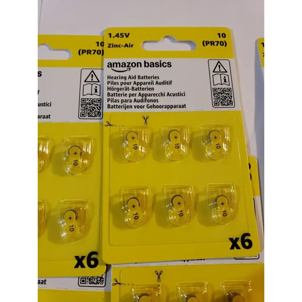 Lot Of 54 Amazon Hearing Aid Size 10 Zinc-Air 6 Pack X9 Batteries 1.45 Volt